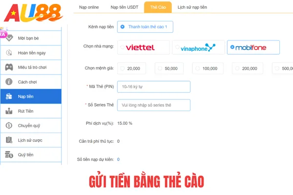 Gửi tiền bằng thẻ cào