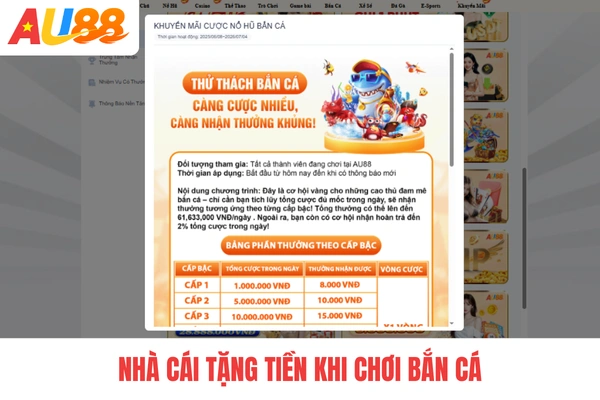 Nhà cái tặng tiền khi chơi bắn cá